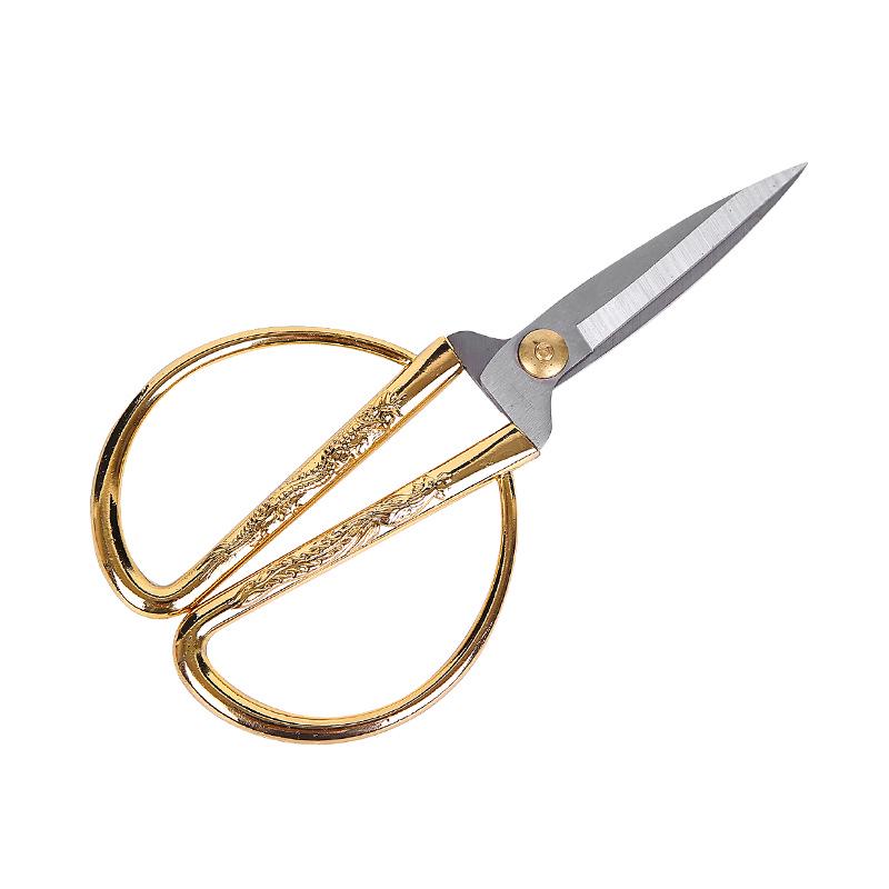 Exquisite Handmade Dragon & Phoenix Tailor Scissors - Golden Retro Wedding & Art Edition