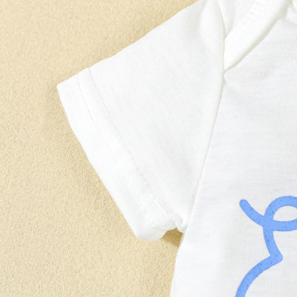 1-18 Monate Baby Jungen Monogrammierter Kurzarm-Body Einfarbige Hose und Mütze Blauer Anzug