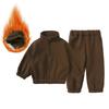 Korean version of winter clothing set for boys and girls, fashionable high neck half zipper top, leg binding pants, fleece casual set