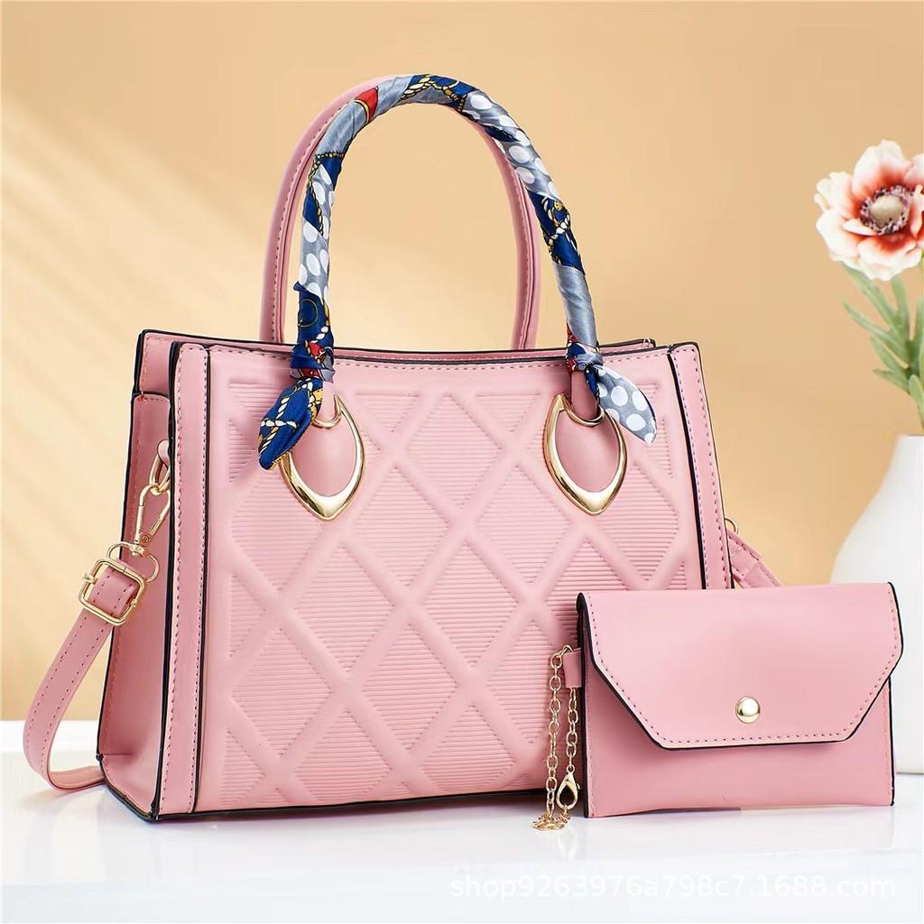 Luxurious Two Piece Set Stylish Handbag And Crossbody Bag For Women In Burgundy Khaki Green Black Pink And Yellow