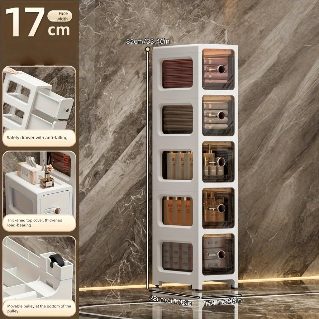 17 Cm Drawer-type Slit Storage Cabinet Ultra-narrow Slit Cabinet for Refrigerator Multi-layer Storage Rack for Bathroom