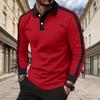 Fashion Men's Long Sleeve Polo Shirt Home Casual Comfortable Long Sleeve Button Down Top