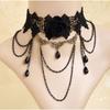 Black lace necklace Gothic lace necklace crystal pendant Halloween cosplay party diamond necklace women's jewelry