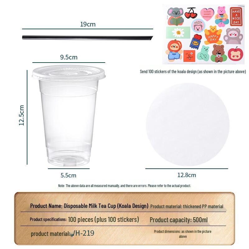 Baijie Einwegbecher für Milchshakes und Getränke mit Deckeln