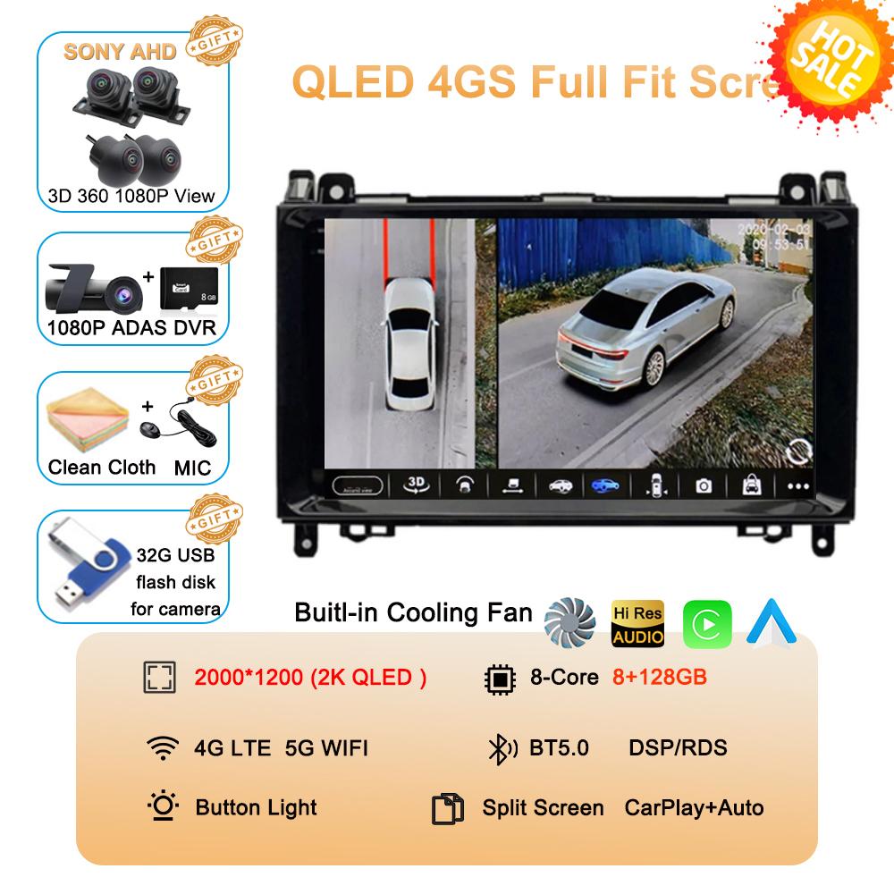 Android 14 Car Radio 9'' For Mercedes Benz B200 Sprinter W906 W639 AB Class W169 W245 Viano Vito Multimedia GPS DVD Video Player