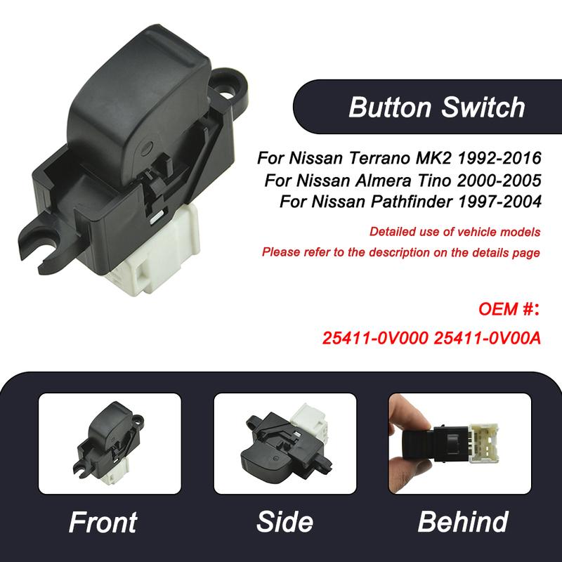 For Nissan Almera Tino NP300 Patrol GR Pickup 25411-0V000 Car Window Lifter Control Switch Single Button