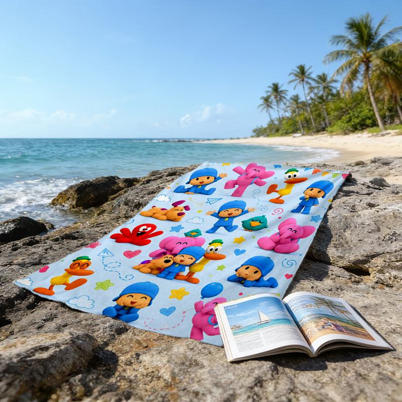 Ultra-Soft Beach Towel with Pocoyo Theme,Ideal for Pool - Camping, Diving - Perfect Travel Essential, Vibrant Beach Towel.