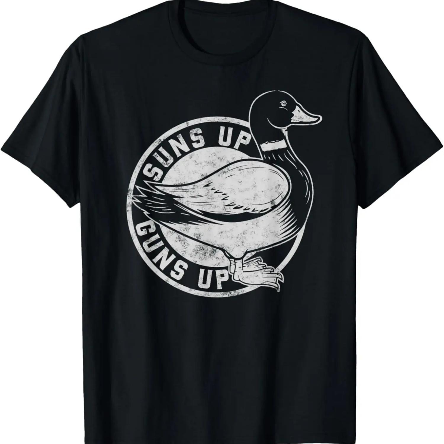 Vintage retro style Suns Up Funny duck Hunting T-Shirt S