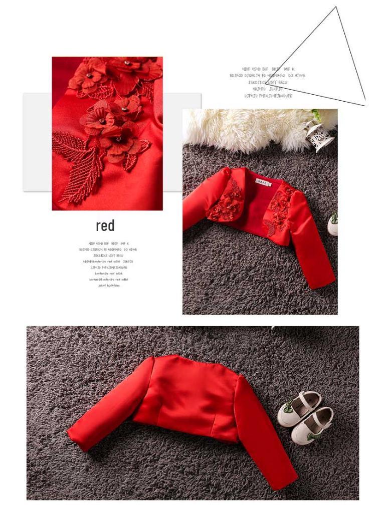 Dívčí večerní šaty s dlouhým rukávem, šál a sako pro družičku nebo princeznovský kostým