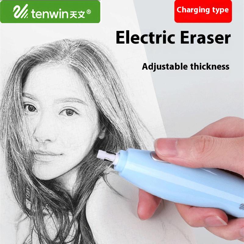 Tenwin Electric Eraser Set With Refill Sketch Electric Highlight Eraser Charging Powered Mechanical Rubber School Stationery