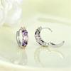 Unique Purple Cubic Zircon Hoop Earrings For Women Luxury Charming Wedding Party Accessories  Color Fashion Jewelry