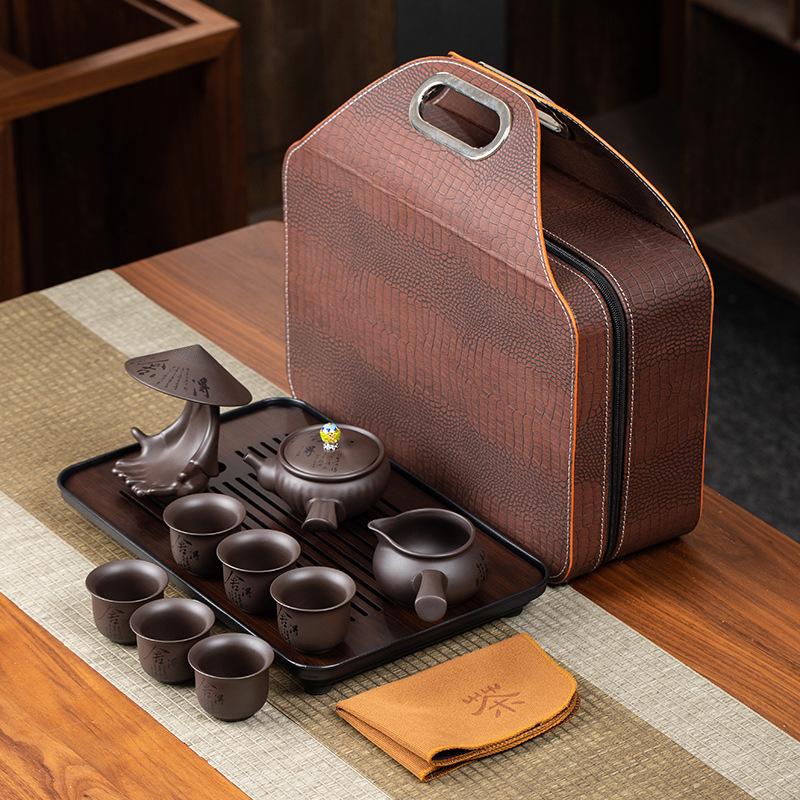 Creative Purple Sand Portable Travel Tea Set for Home Use and High-end Business Gifts for Customers