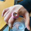 Geometric Dripping Oil Finger Buckle Korean Style Solid Color Ring Gemstone Heart Enamel Ring  Gift