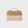Bamboo & Rattan Handwoven Leather Crossbody Lunch Bag for Women