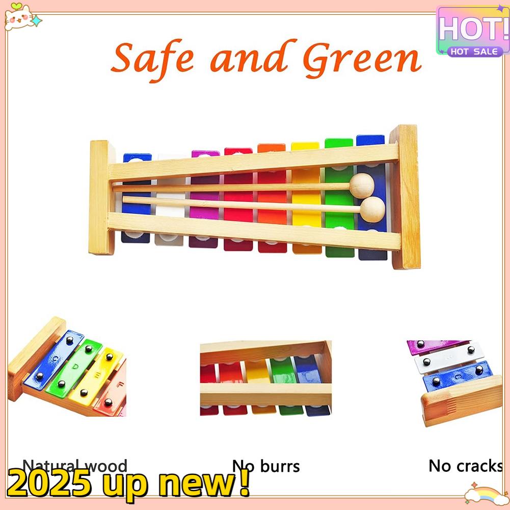 Classy-Wood Xylophone For Kids, 8 Notes/Keys Colorful Metal Bar, Musical Instrument For Girls And Boys,Gift For Children