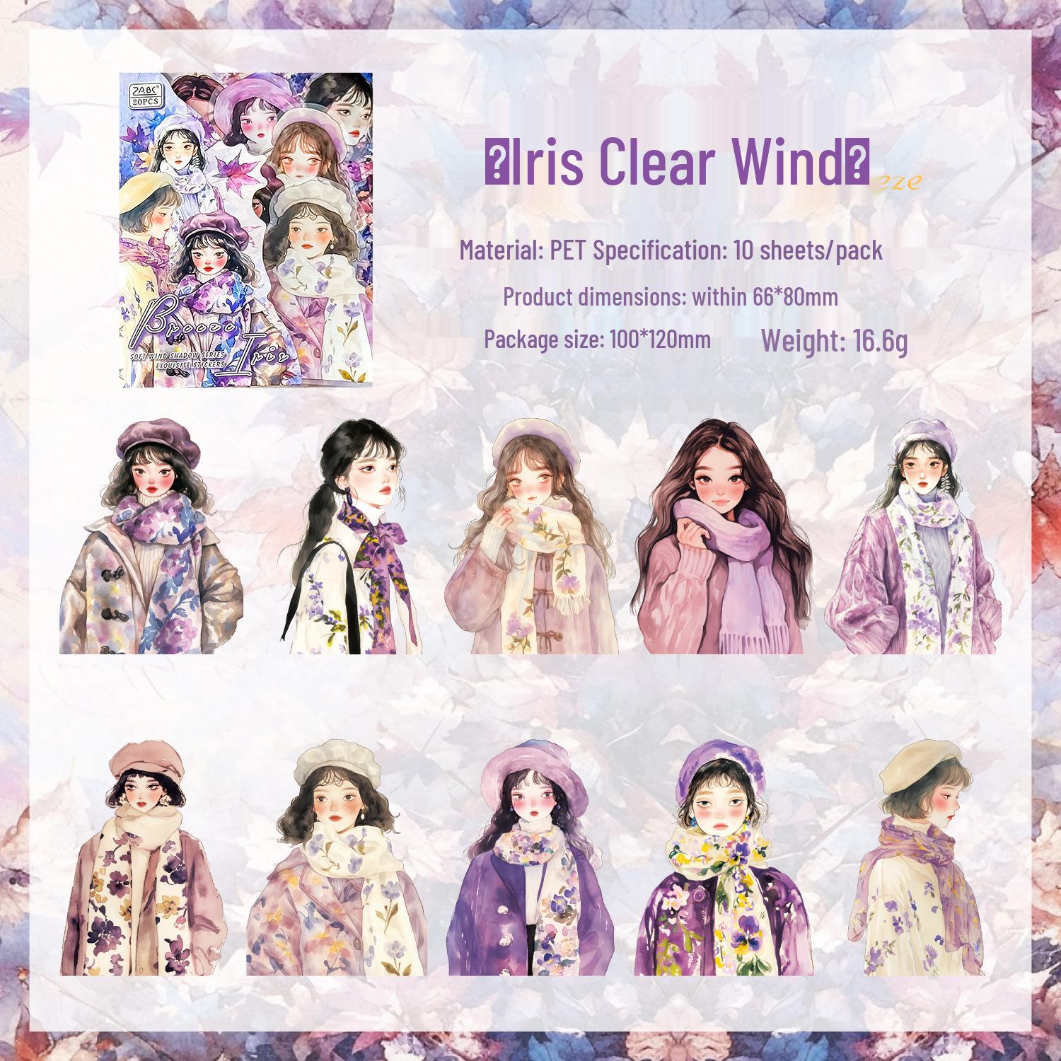 ZABC Soft Wind Shadow Series: DIY Journaling Girl Stickers - 6 Styles