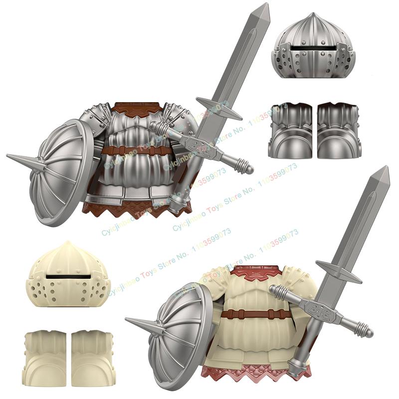 DXMH110 DXMH111 Medieval beige Knights Accessories Shields Sword Armour Building Blocks Action Figures Toys for Kids Gifts
