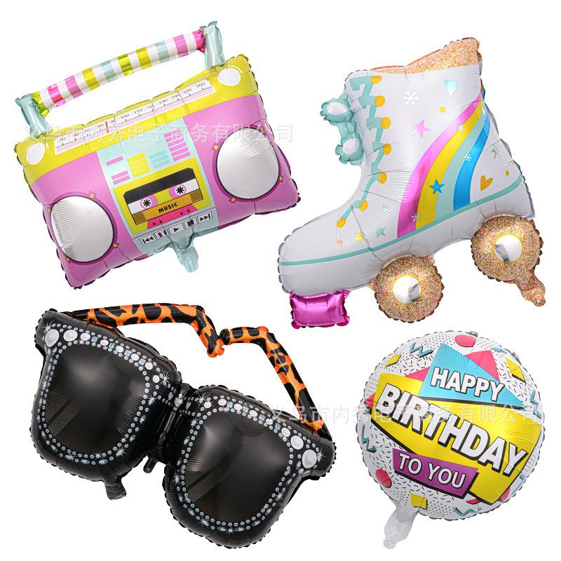 Radio Balloon Decoration Aluminum Foil Skates Microphone Recorder Roller Skates Sunglasses Balloon Aluminum Film Modeling