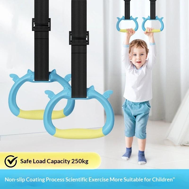 Kinder-Horizontalstange mit Gymnastikringen Verstellbare Aufhängeschlaufen für Klimmzug Hängematte Spiel Kinder Fitness Krafttraining