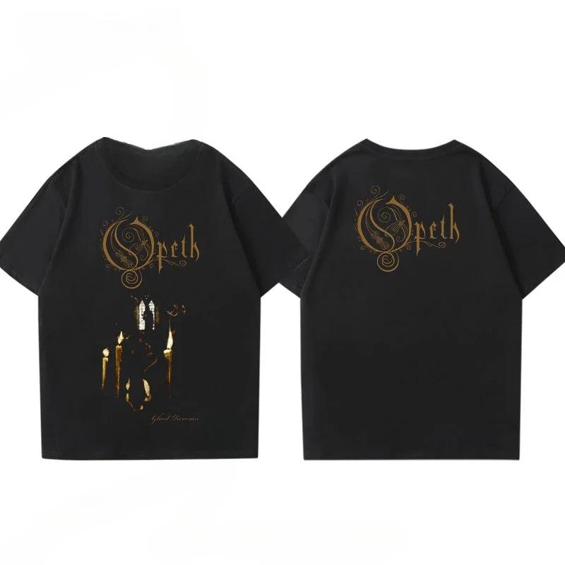 

2026 Vintage Progressive Death Metal Band Printed T-shirt for Men and Women Fashion Opeth Band Short-Sleeved Tees Cotton Streetwear XXXL рожевий