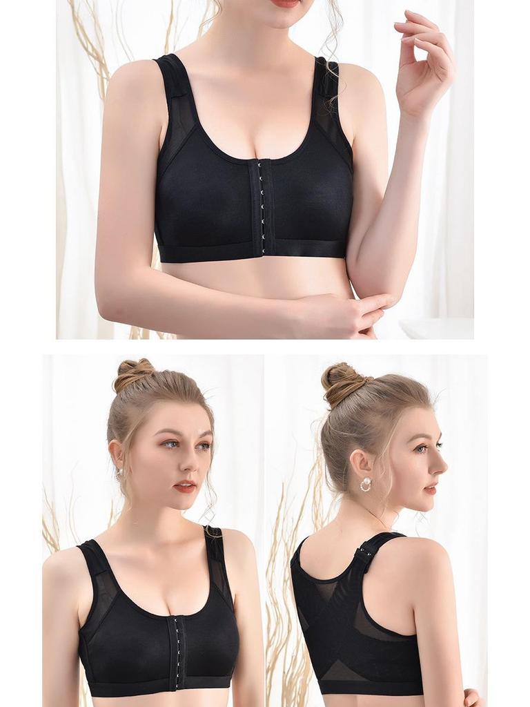 European Plus Size Front Closure Breathable Wirefree Sports Bra
