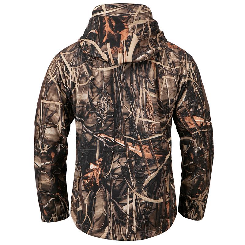 Men's Soft Shell Waterproof Camouflage Hunting Jacket Warm Fleece Lined Hooded Camo Hunt Clothes Military Tactical Coat Outdoor Windbreaker US Size