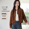 Han Du Yi She Women's Faux Suede Patchwork Biker Jacket