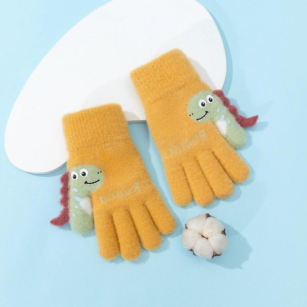 Warm Winter Dinosaur Gloves Thicken Knitted Gloves Cute Kids Full Finger Mittens Children