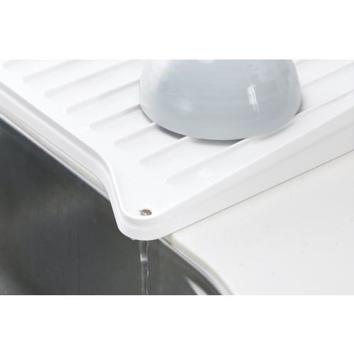 Richell Silicone Draining Tray, White, Shelly, 41 x 36.3 x 5.1 cm, Drainage Tray with Stop Valve, Large, Reversible, Antibacterial