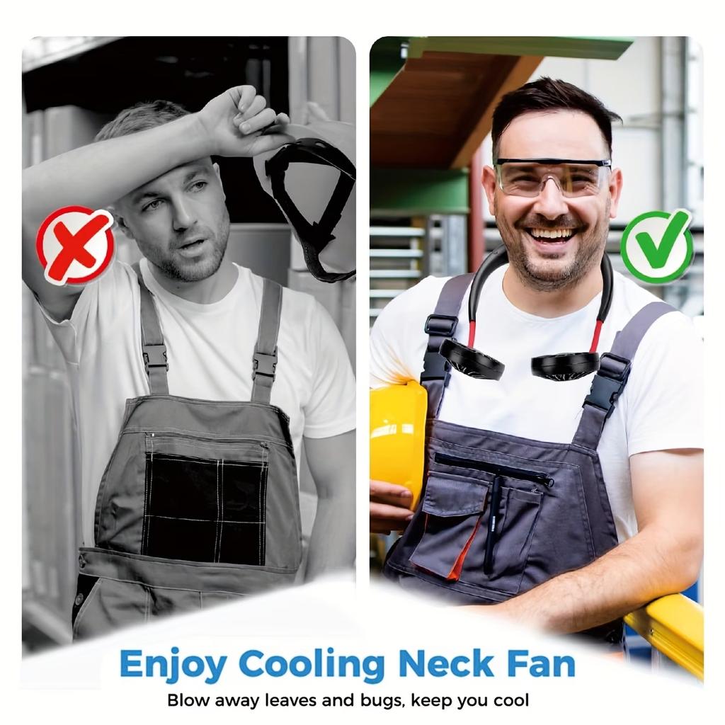 Mini Ventilatore da Collo Sportivo Ricaricabile USB a 3 Velocità Regolabili per Casa Ufficio Viaggio all'Aperto Ventilatore da Collo Compatto da Appendere