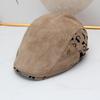 Retro deerskin velvet forward hat children autumn and winter leopard print contrasting color cap showing face small old money wind beret male trend