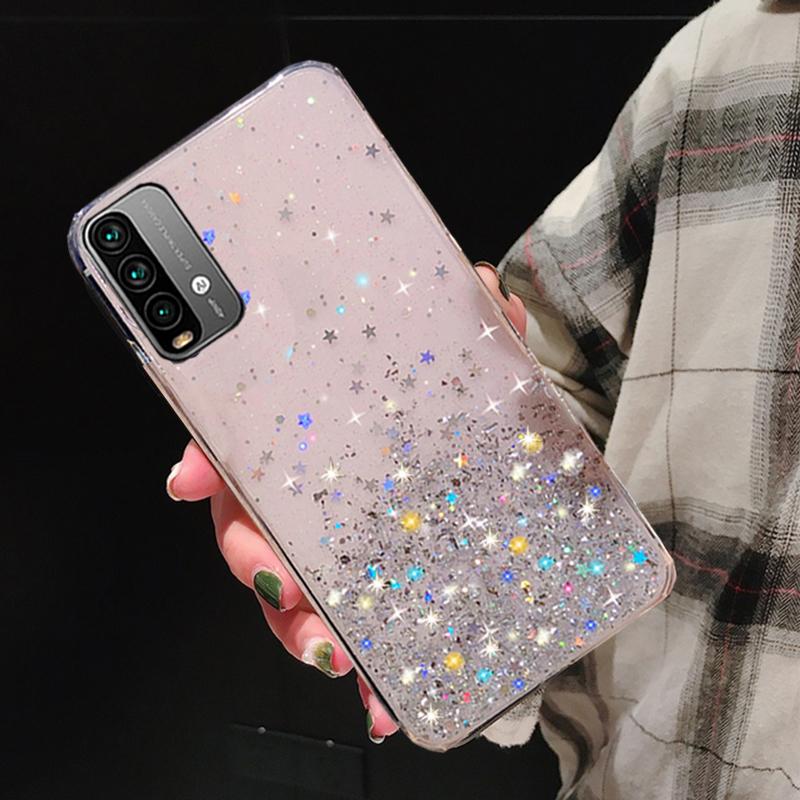 

Мягкий силиконовый чехол с блестящими небесными звездами для Xiaomi Redmi 9T Note 10 Pro 10S 10T 5G 4G, прозрачная задняя крышка из ТПУ для Poco X3 NFC M3 Pro, чехлы для телефонов Coque Redmi 9T чистый