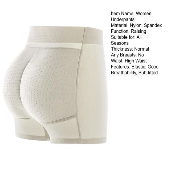 Women Underpants Hollow Mesh Patchwork Tummy Control High Waist Butt-lifted Lift Plump Curves Fake Butt Padded Butt Enhancer Sponge Hip Pad