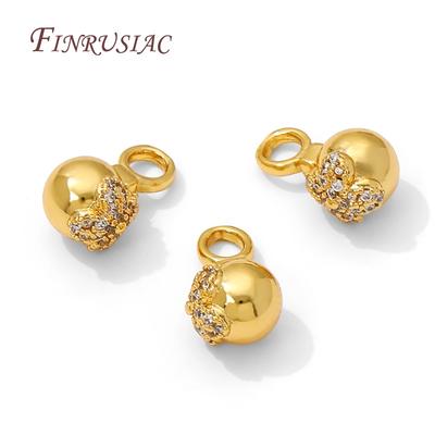 Dekorative Anhänger, 18K Gold plattiert, Runde Charms zur Schmuckherstellung, Kugelanänger für Halsketten, DIY Perlenzubehör