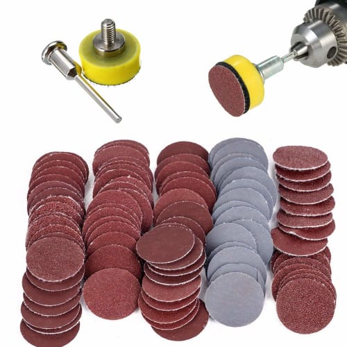 Saipor 25mm Sanding Discs, 100 Pieces, Sanding Paper Grinder Accessory, Mixed Grit #100/#180/#240/#1500/#3000, for Polishing Painted Surfaces, Rust Re