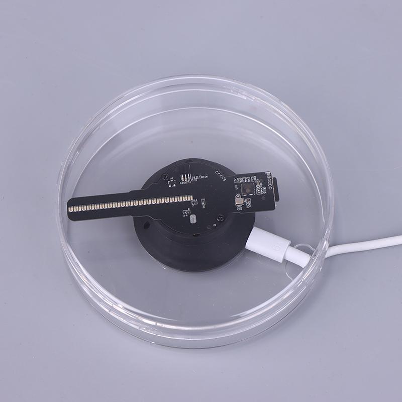 3D Holographic Advertising Lights Led Desktop Model Fan Screen With Audio Playback With Transparent Cover Holographic Fan