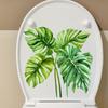 Elegant Tropical Leaves Toilet Stickers, Waterproof Removable Self-Adhesive Bathroom Wall Decals