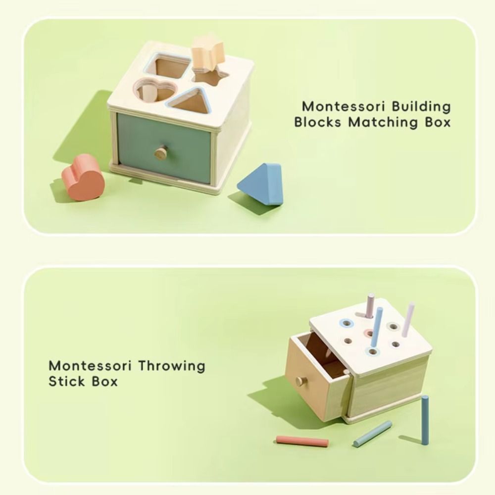 Color Cognition Montessori Wooden Toy Shape Matching Early Education Box  Birthday Gift