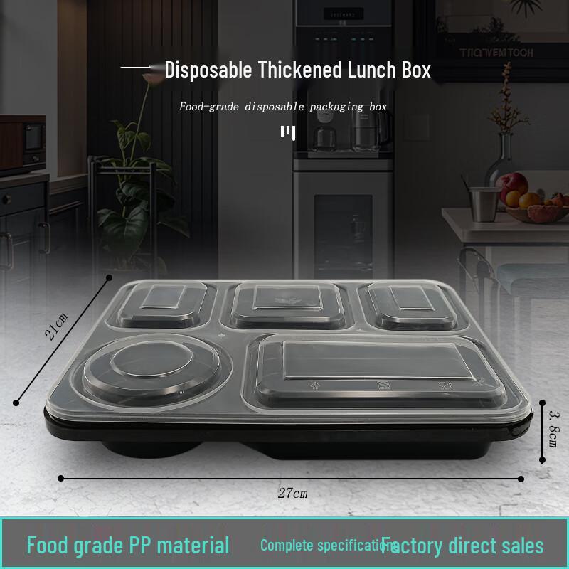 Disposable 5-Compartment Meal Box