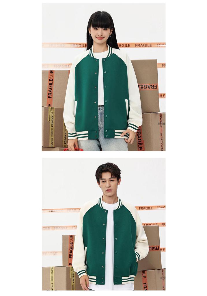 Women's Heavyweight American Retro Baseball Jacket - Early Autumn Raglan Sleeve Cardigan Hoodie