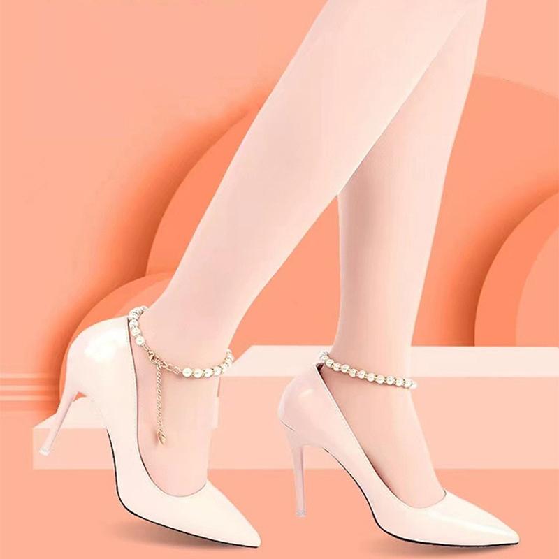 1 par damsnören för höga klackar Pärlklackar Band Skobälte Ankelfäste Lös Anti-halk Knytband Band Skodekoration