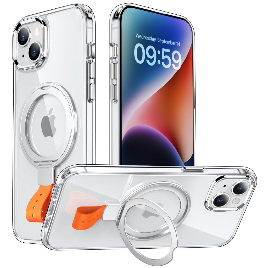 For iPhone 14 Case Compatible with MagSafe Hard PC Clear Phone Cover Ring Holder
