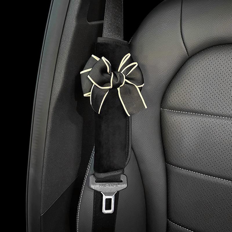 1pc Cute Bowknot Car Gear Shift Cover Soft Plush Auto Shifter Hand Brake Case For Women Car Accessories Interior Decoration
