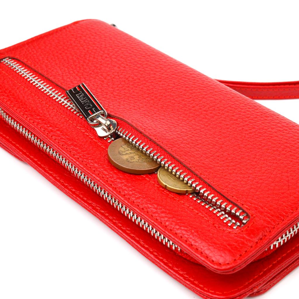 Capacious Women's Wallet Clutch Made of Genuine Leather CANPELLINI Wallet 21535 Red