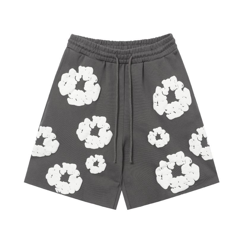 VEZFAA Women's Fashion Summer Spring Loose Casual Flower Print Elastic Waist Shorts Beach Shorts Breathable Wide Leg Shorts