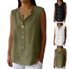 Women's Fashion Color Button Summer Loose V-neck Sleeveless Casual T-shirt Vest Top
