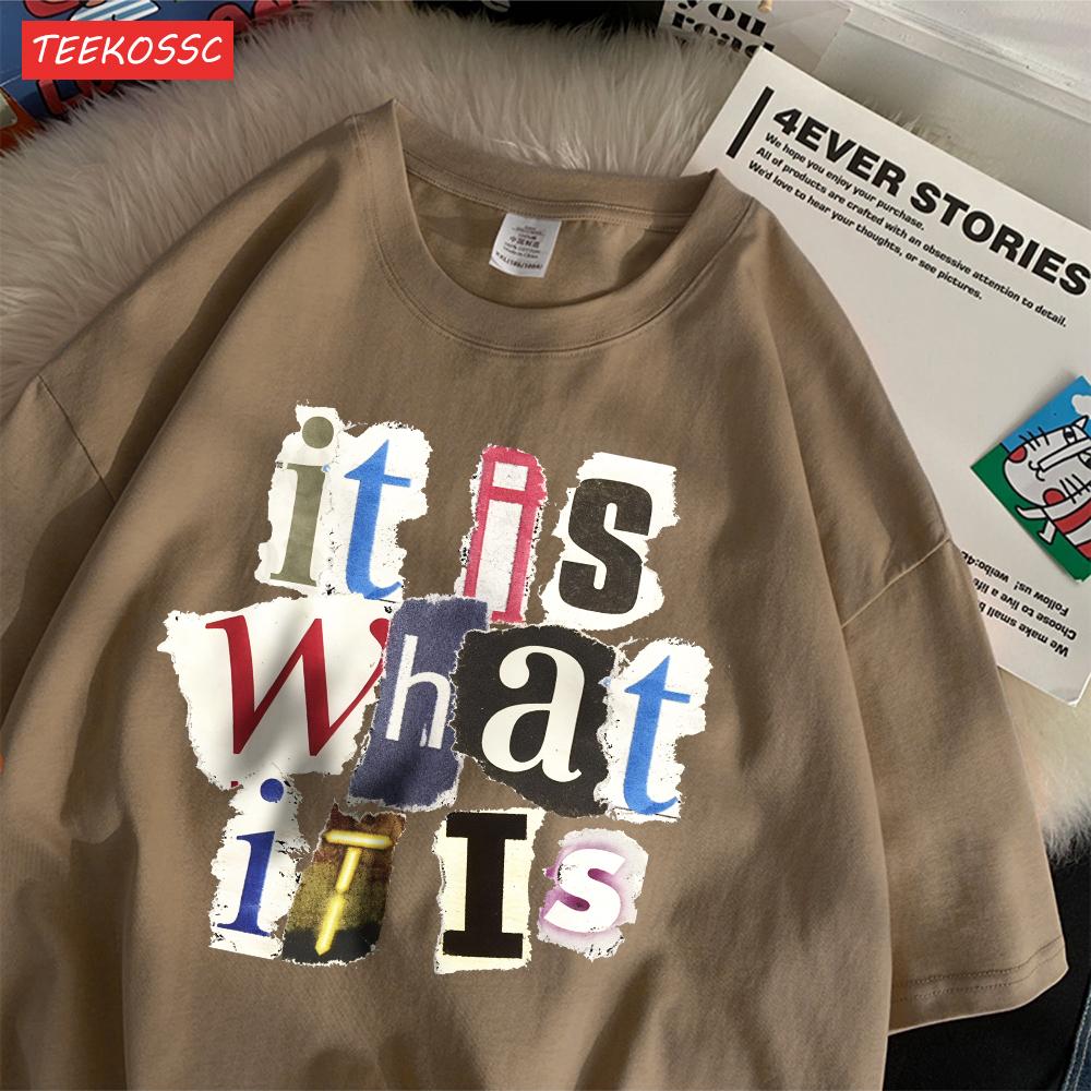 

Fashion Cotton WomenS TShirts It Is What Funny Letter Printing Tops Oversize ONeck Soft Short Sleeve Summer Female Clothes S