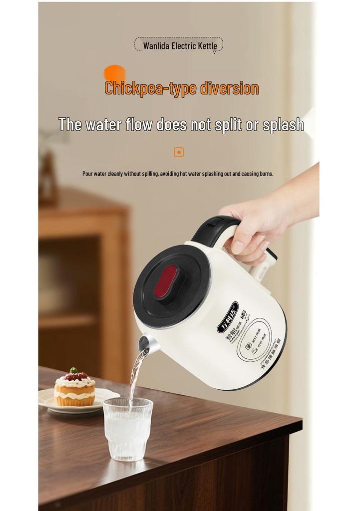 Festive Red 2.5L Electric Kettle with Detachable Lid & Auto Power-Off