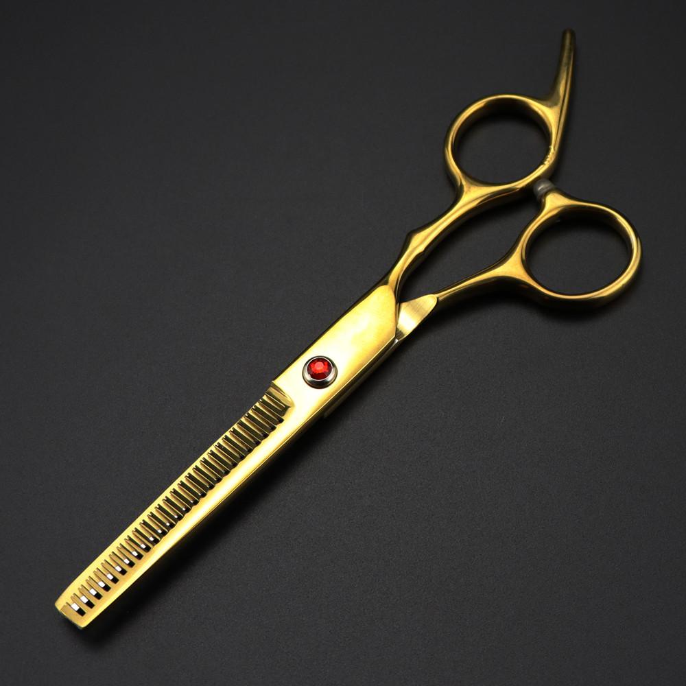 Professional 6 '' Scissor Red Gem Hair Cutting Scissors Haircut Thinning Barber Tools Cut Shears Hairdresser Scissors