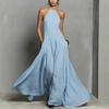 New European and American women's clothing neck dress backless sleeveless long holiday dress